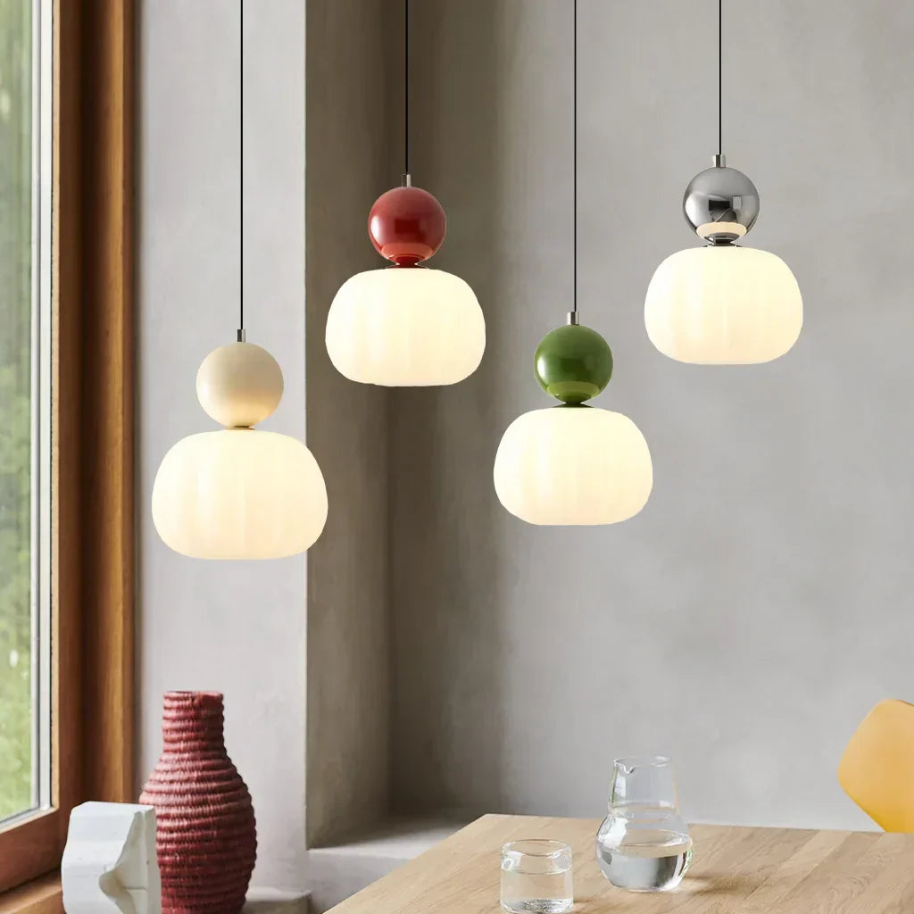 Art Deco-hanglamp – crèmekleurig metaal, Bauhaus-ontwerp voor in de woon- of eetkamer