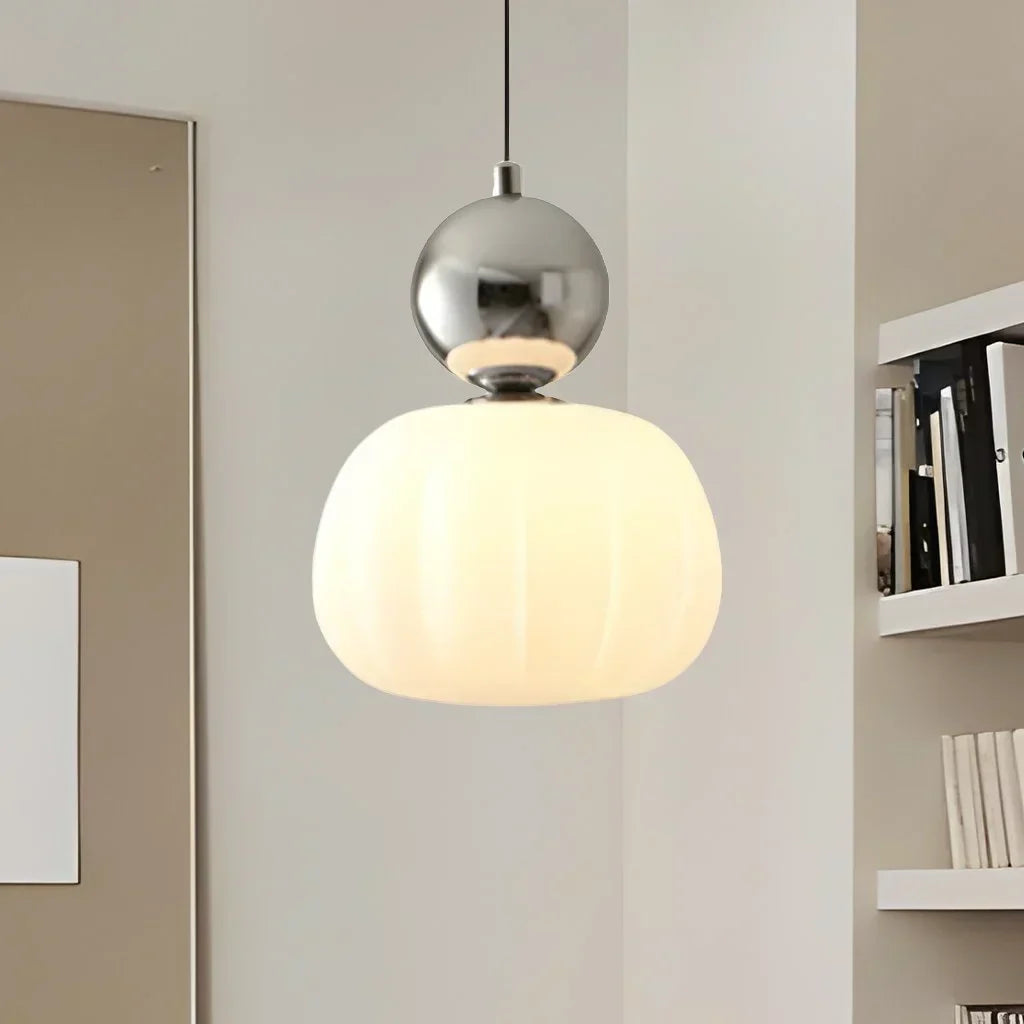 Art Deco-hanglamp – crèmekleurig metaal, Bauhaus-ontwerp voor in de woon- of eetkamer