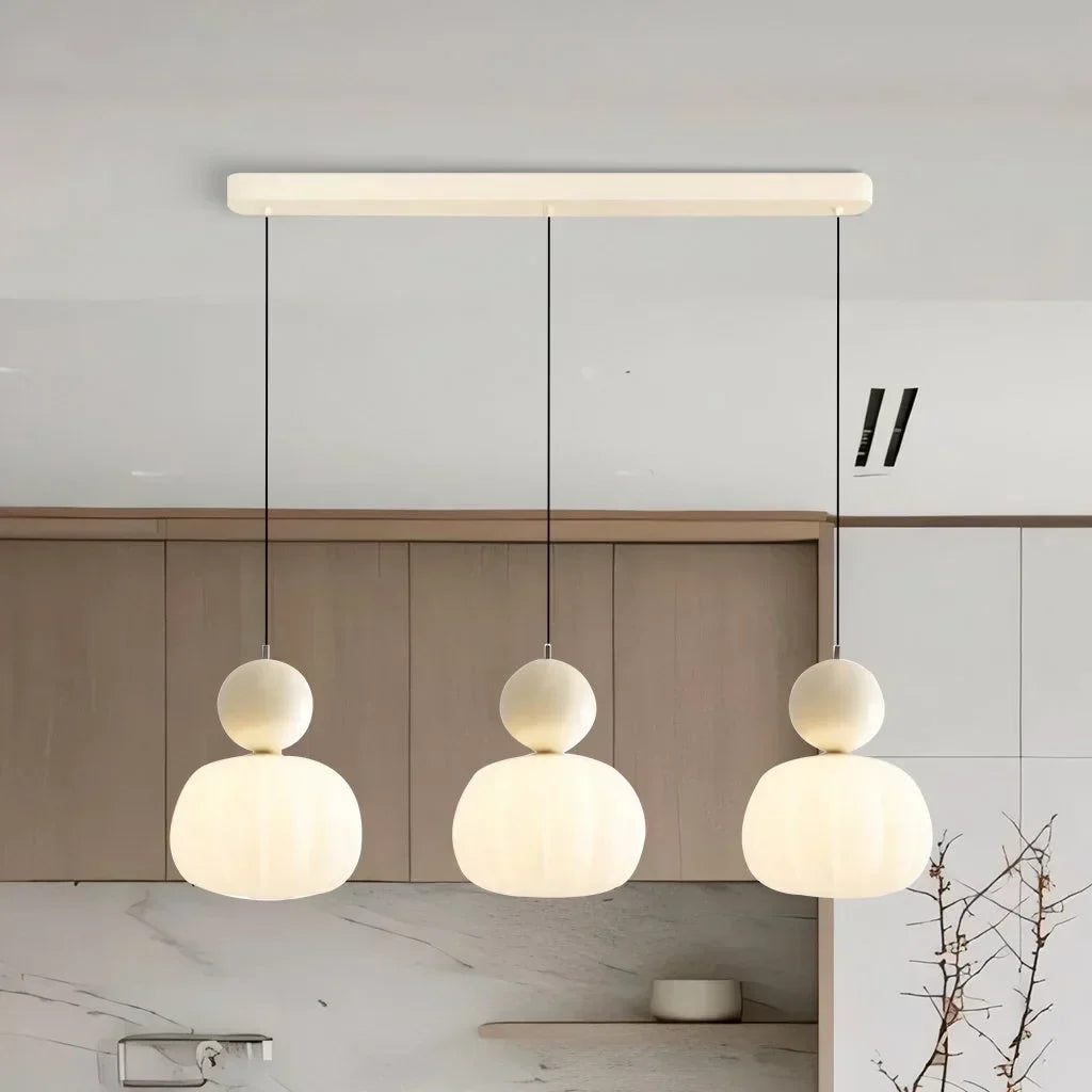 Art Deco-hanglamp – crèmekleurig metaal, Bauhaus-ontwerp voor in de woon- of eetkamer