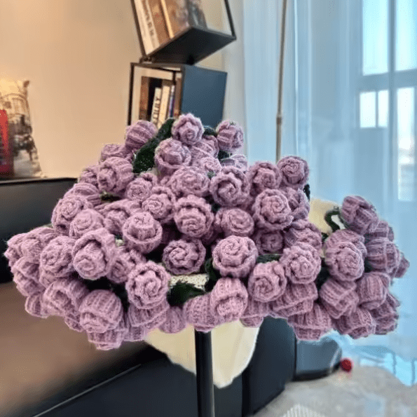 Katoenen plaid – Rozenpatroon, decoratieve plaid voor op de bank of het bed