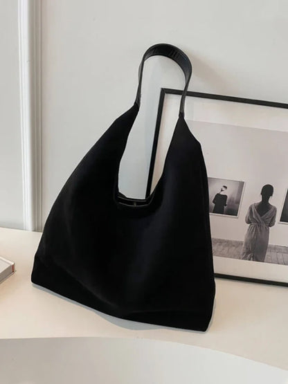 Dame rummelig hobo skuldertaske – Ruskind, blød taske til hverdagsbrug. Blød ruskindslook, ubesværet stil
