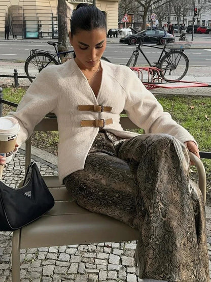 Dames Klassieke Wollen Mantel – Winterjas voor Zakelijk en Casual