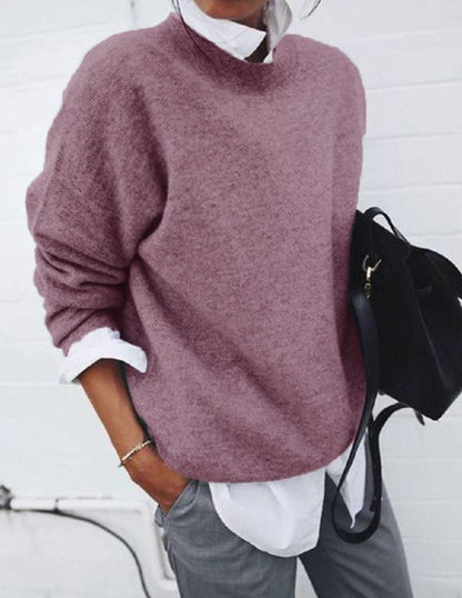 Loose fit dametrøje med rund hals – komfortabel uldtrøje til casual & elegante outfits. Blød varme til hverdag