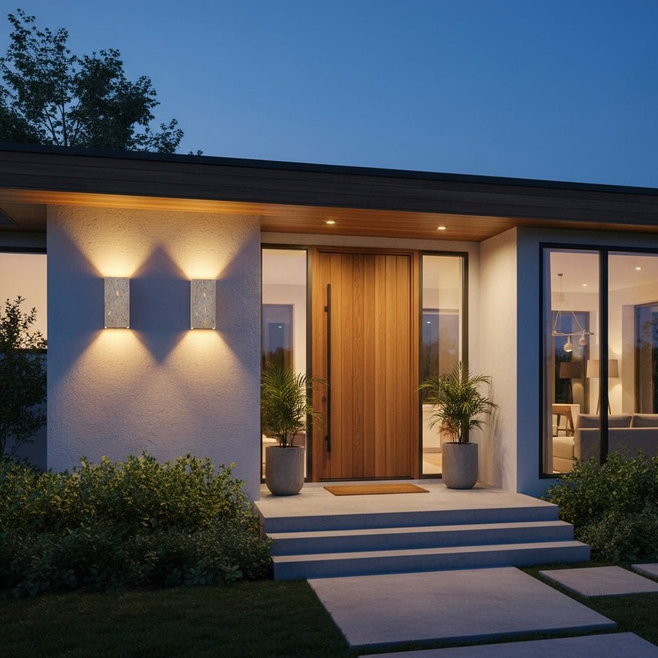 Outdoor Wall Lamp – Yellow Travertine, Modern Design for Terrace, Balcony, or Entryway