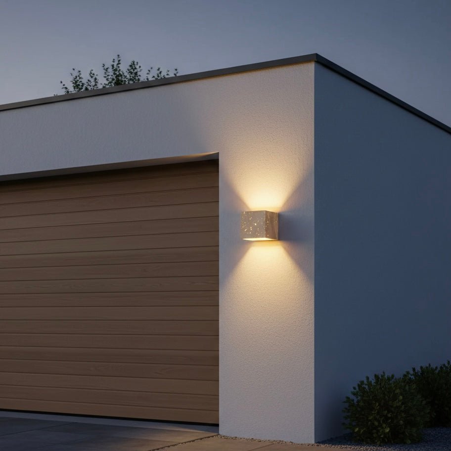 Outdoor Wall Lamp – Yellow Travertine, Modern Design for Terrace, Balcony, or Entryway