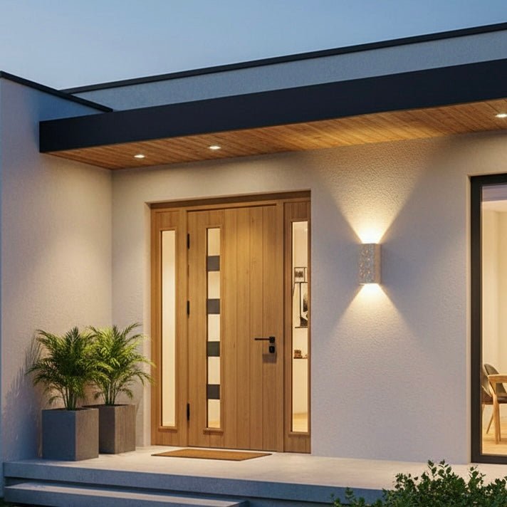 Outdoor Wall Lamp – Yellow Travertine, Modern Design for Terrace, Balcony, or Entryway