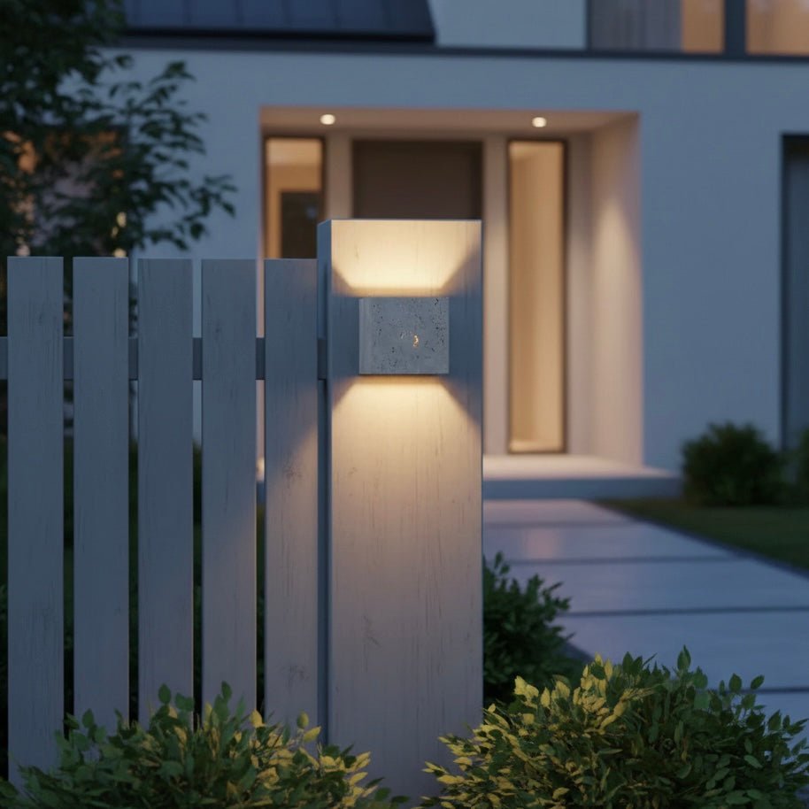 Outdoor Wall Lamp – Yellow Travertine, Modern Design for Terrace, Balcony, or Entryway