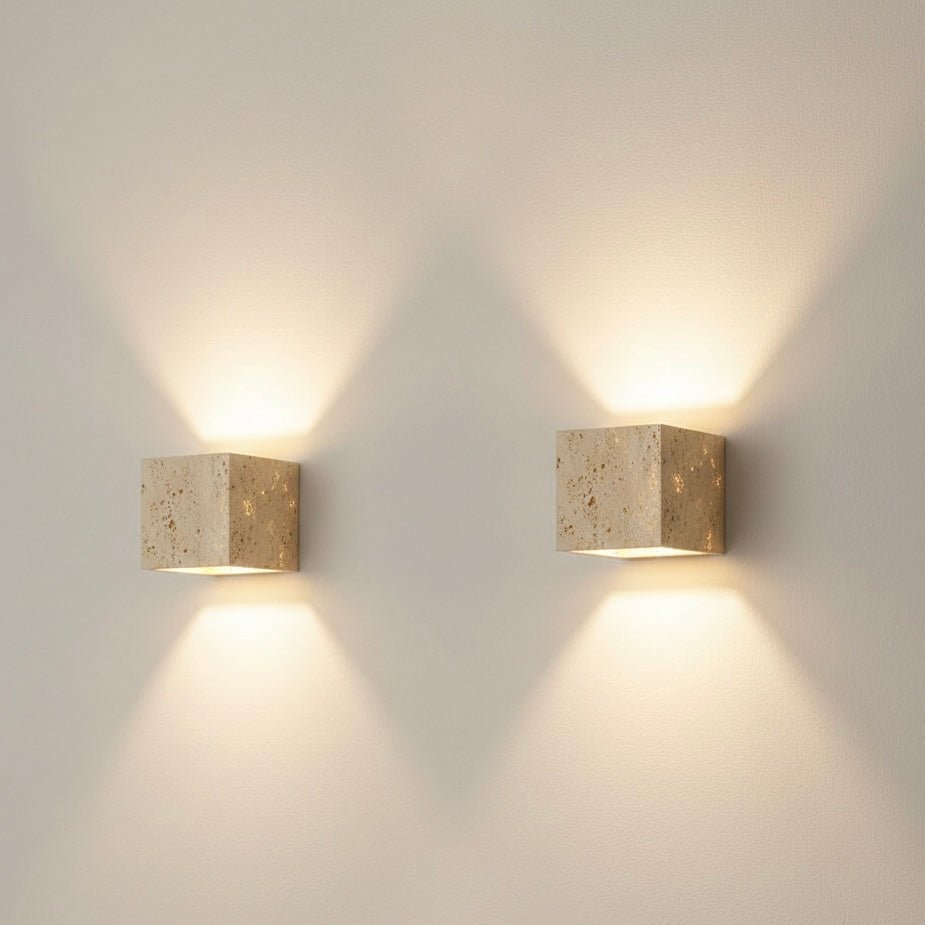 Outdoor Wall Lamp – Yellow Travertine, Modern Design for Terrace, Balcony, or Entryway