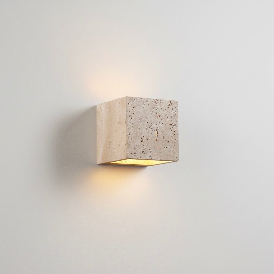 Outdoor Wall Lamp – Yellow Travertine, Modern Design for Terrace, Balcony, or Entryway