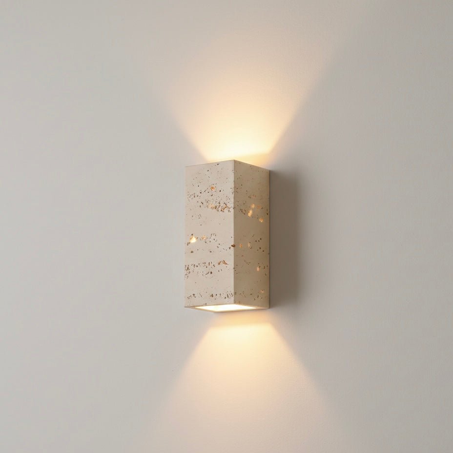 Outdoor Wall Lamp – Yellow Travertine, Modern Design for Terrace, Balcony, or Entryway