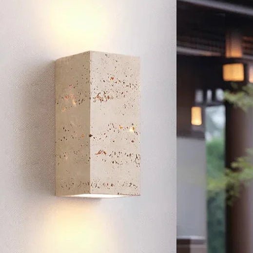Outdoor Wall Lamp – Yellow Travertine, Modern Design for Terrace, Balcony, or Entryway