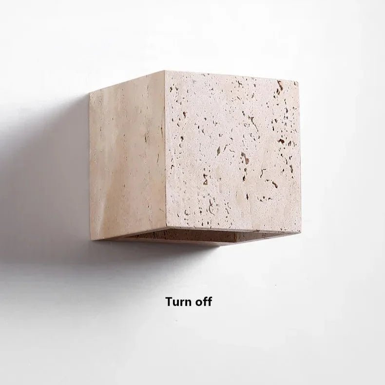 Outdoor Wall Lamp – Yellow Travertine, Modern Design for Terrace, Balcony, or Entryway