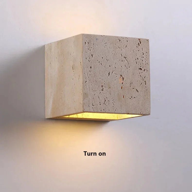 Outdoor Wall Lamp – Yellow Travertine, Modern Design for Terrace, Balcony, or Entryway