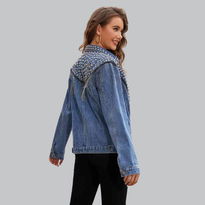 Dames Jeansjack met Parels – Denim Spijkerjasje, Casual en Feest