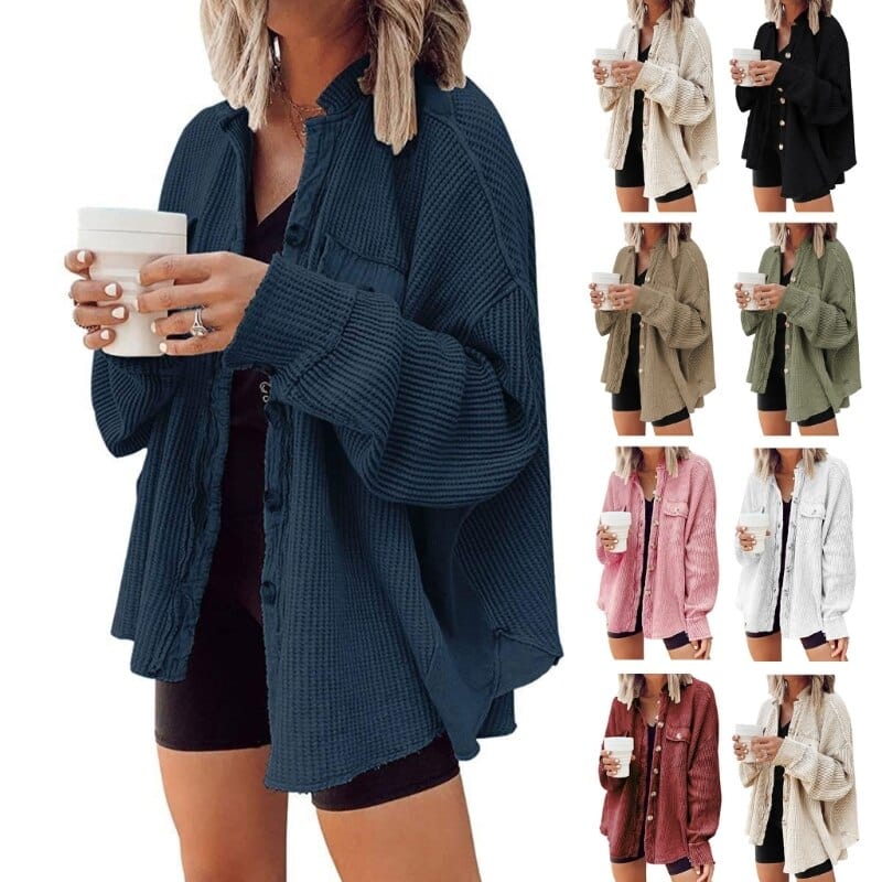 Dames Ribfluwelen Knoopjas – Corduroy, met knoopsluiting, casual tussenjas voor herfst