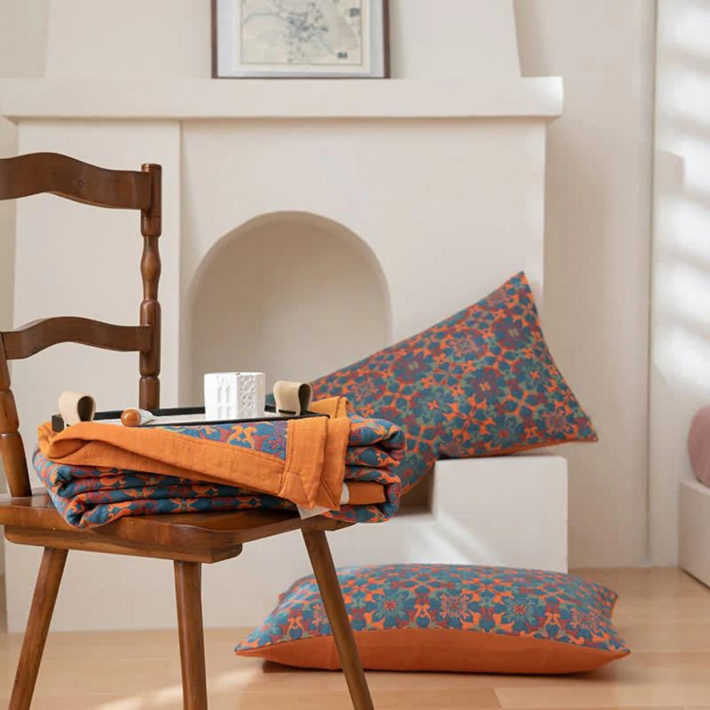 Cotton Throw – Colorful Monster, Soft Texture for Bedroom or Living Room Decoration