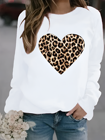 Dames Regular Fit Sweatshirt – Dierenprint, Ronde Hals, Casual Herfst/Winter