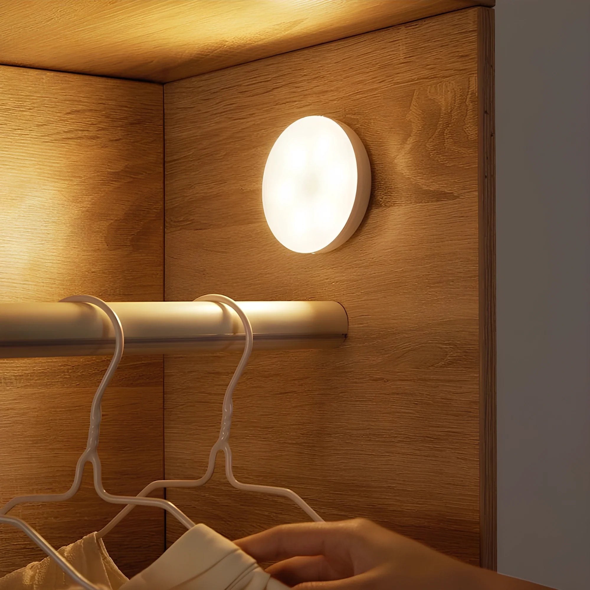 Bevægelsessensor Lampe – Hvid, Kompakt Design til Entré, Trappe eller Skab