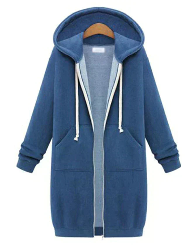 Dames Lang Vest met Capuchon – Openvallende Hoodie Cardigan, Casual Loungewear voor Thuis en Vrije Tijd
