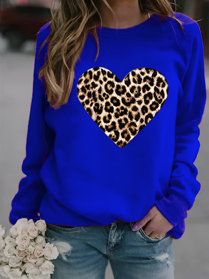 Dames Regular Fit Sweatshirt – Dierenprint, Ronde Hals, Casual Herfst/Winter
