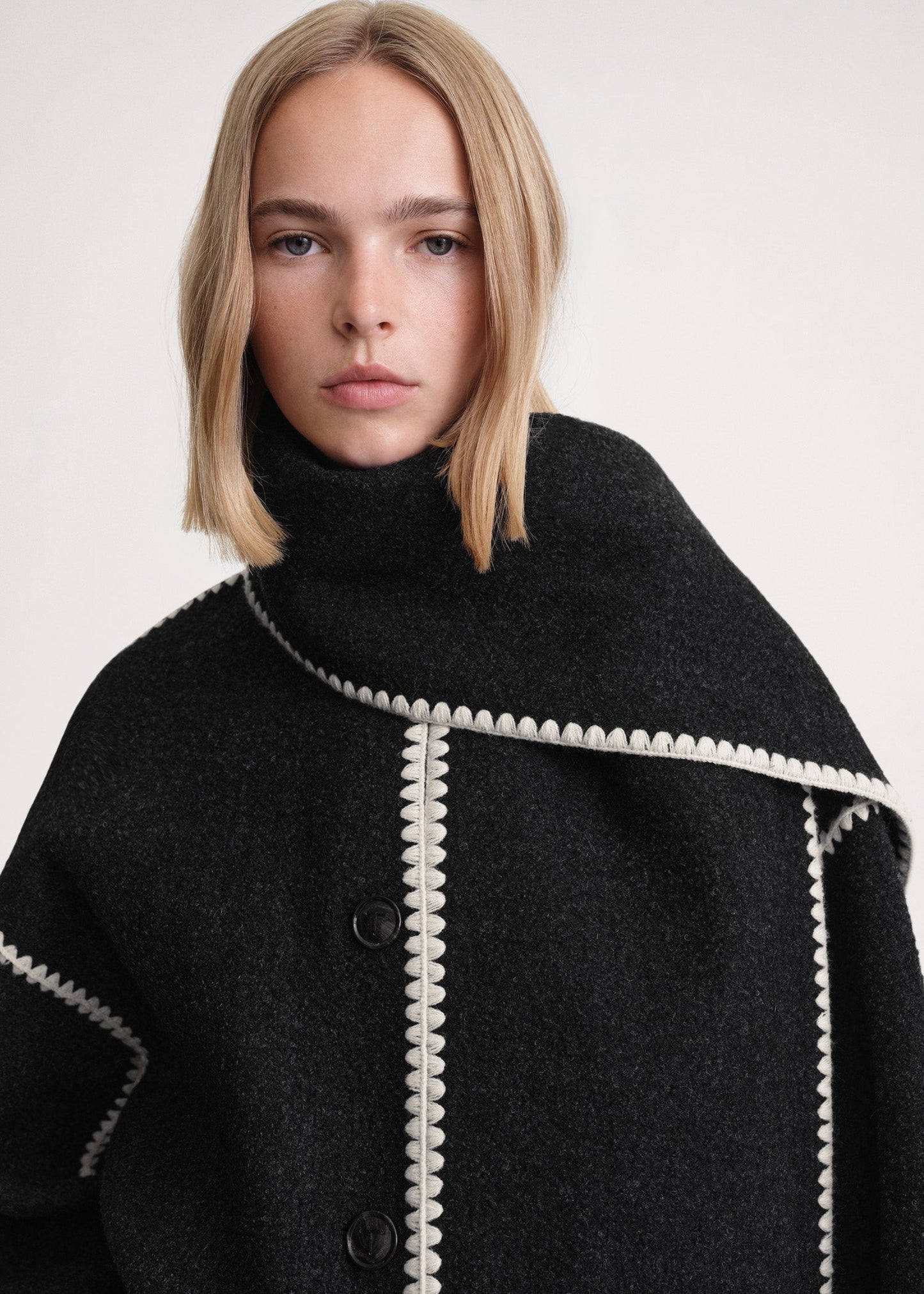 Dames Lange Wrap Mantel – Jas met Sjaal, Sjaalkraag, Winter, Zakelijk & Avondkleding