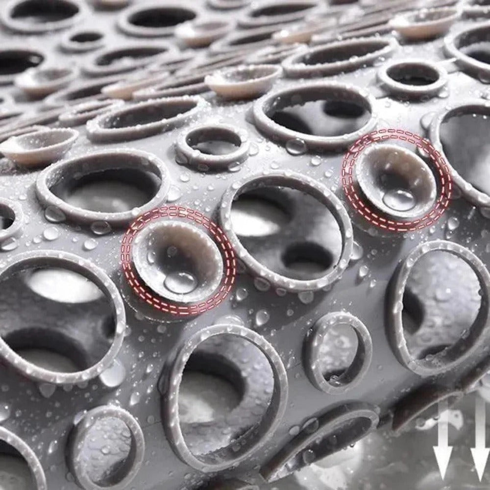 Anti-glide Brusemåtte – PVC, Hvid med Sugekopper for Sikkerhed og Hygiejne i Badeværelset