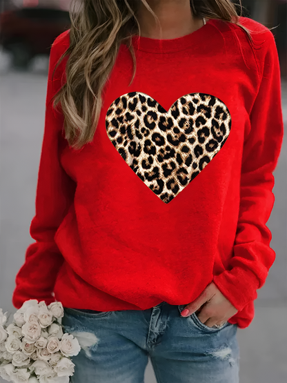 Dames Regular Fit Sweatshirt – Dierenprint, Ronde Hals, Casual Herfst/Winter