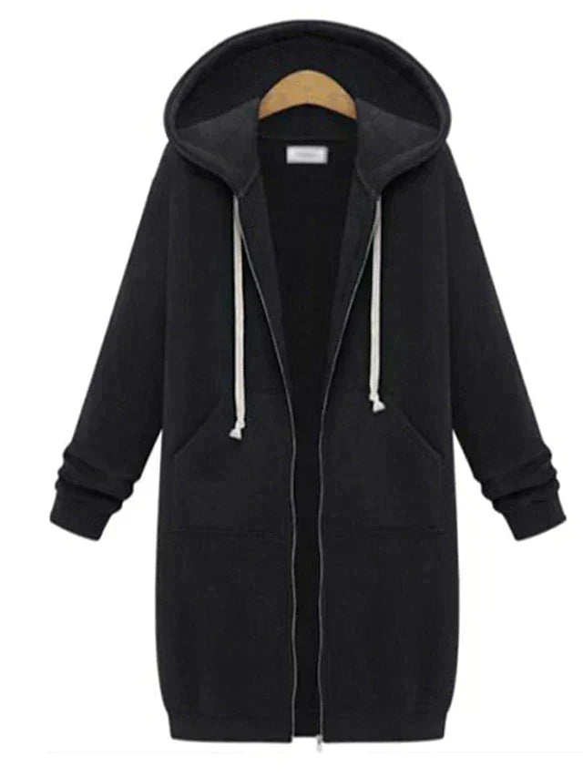 Dames Lang Vest met Capuchon – Openvallende Hoodie Cardigan, Casual Loungewear voor Thuis en Vrije Tijd
