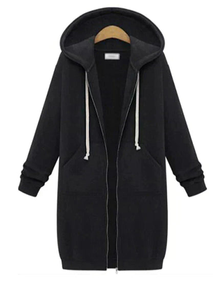 Dames Lang Vest met Capuchon – Openvallende Hoodie Cardigan, Casual Loungewear voor Thuis en Vrije Tijd