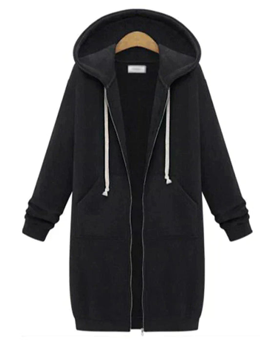 Dames Lang Vest met Capuchon – Openvallende Hoodie Cardigan, Casual Loungewear voor Thuis en Vrije Tijd